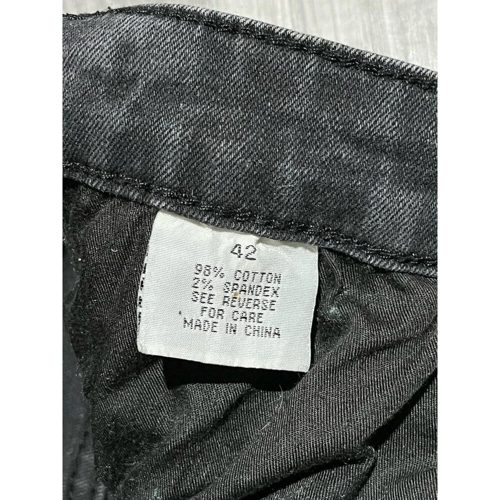 Kilogram Mens Distressed Side Stripe Jeans Black Red White Streetwear Size 42